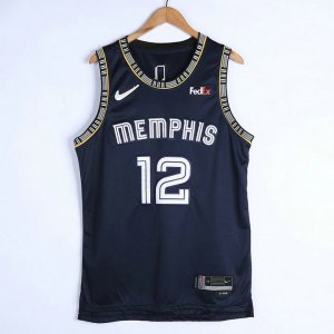 NBA 12 Morant Grizzlies 75th anniversary Maillot bleu brodé